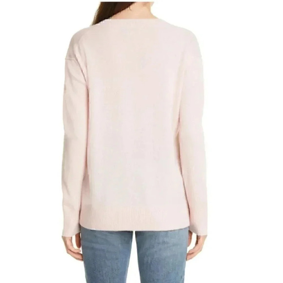 NWT Nordstrom Cashmere Pink Lotus V-Neck Sweater - Picture 2 of 9